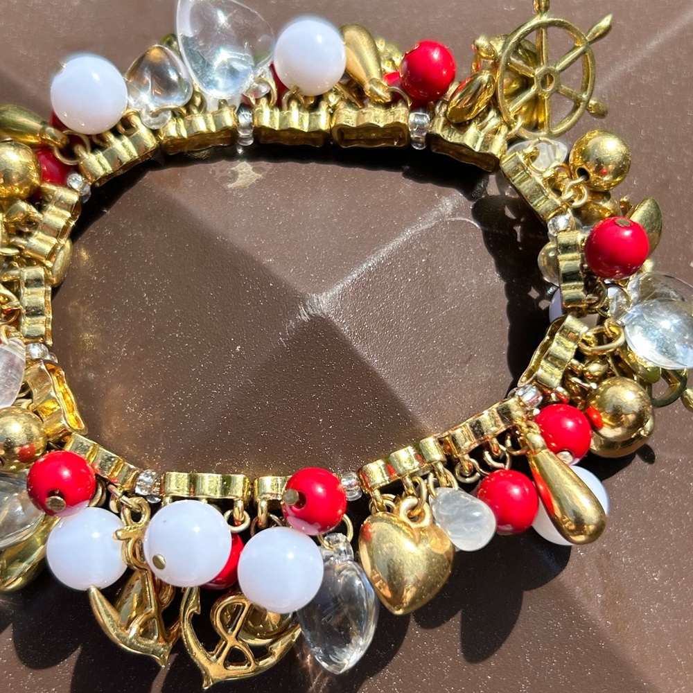 NWOT Red White and Gold Nautical Bracelet